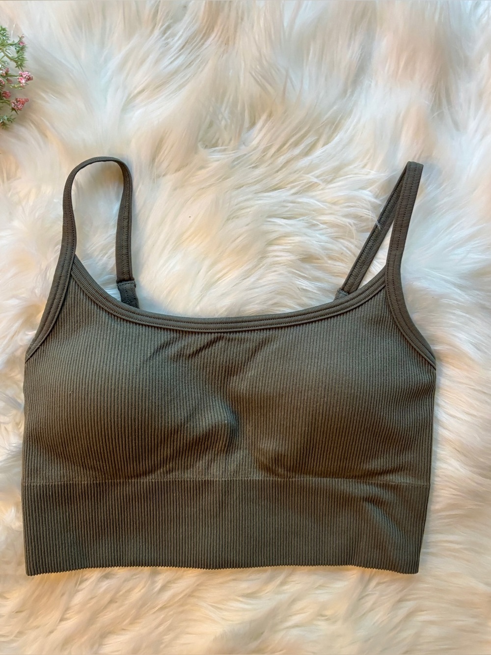 Uniqlo Cropped Camisole Bra Top Olive